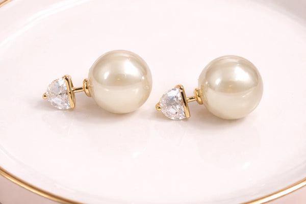 White Colour Pearl with Crystal Stone Fancy Earring for Women – 18K Gold Plated