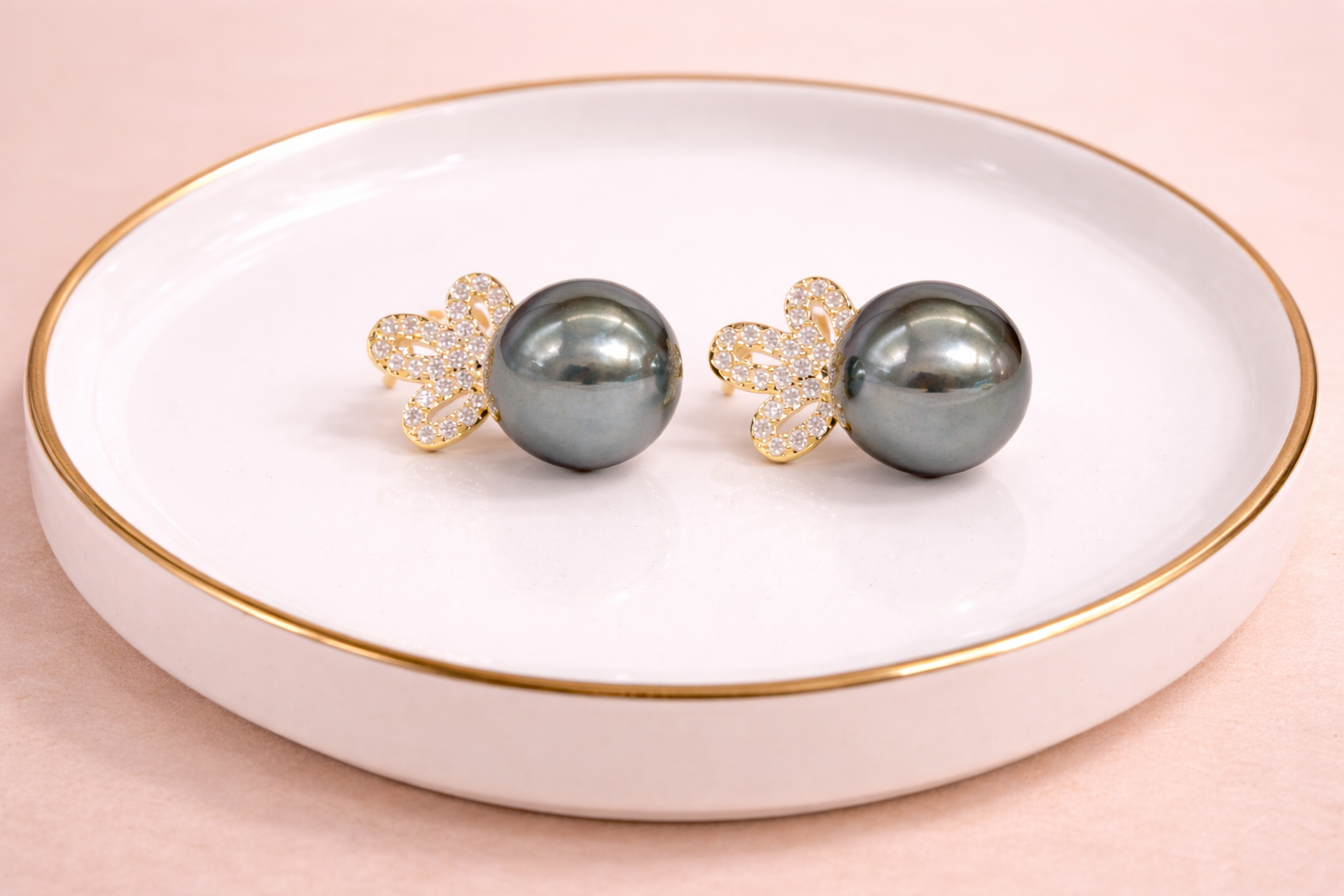 18kt Gold Polish with Pink Colour Pearl with Diamond Anti-Tarnish & Anti-Allergic Fancy Earring for Girls (Design 2)