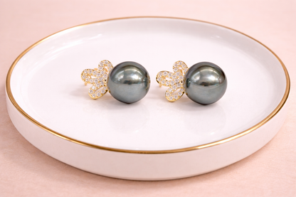 18 carat gold polish with pink colour pearl with diamond anti tarnish anti allergic fancy earring for girls