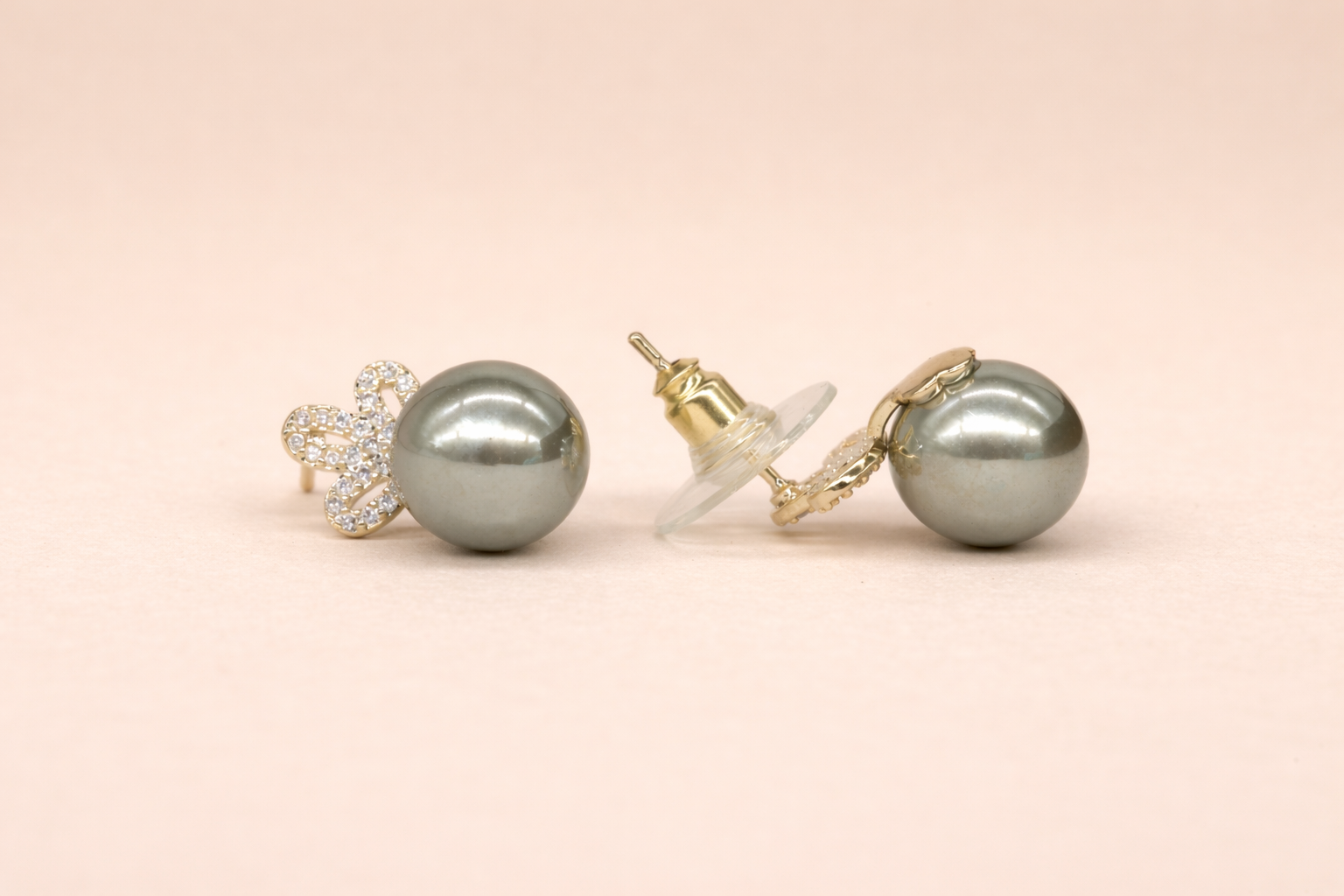 18kt Gold Polish with Pink Colour Pearl with Diamond Anti-Tarnish & Anti-Allergic Fancy Earring for Girls (Design 2)