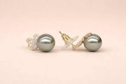 18 carat gold polish with pink colour pearl with diamond anti tarnish anti allergic fancy earring for girls