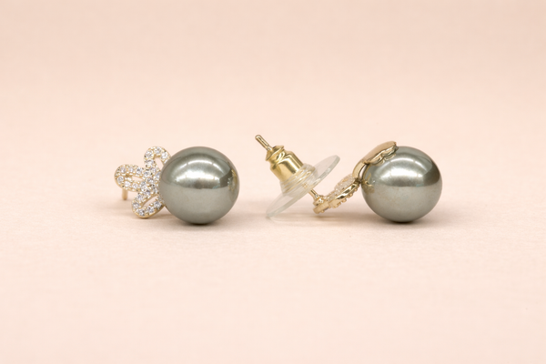 Pink Colour Pearl with Diamond Fancy Earring for Women (Design 2) – 18K Gold Plated