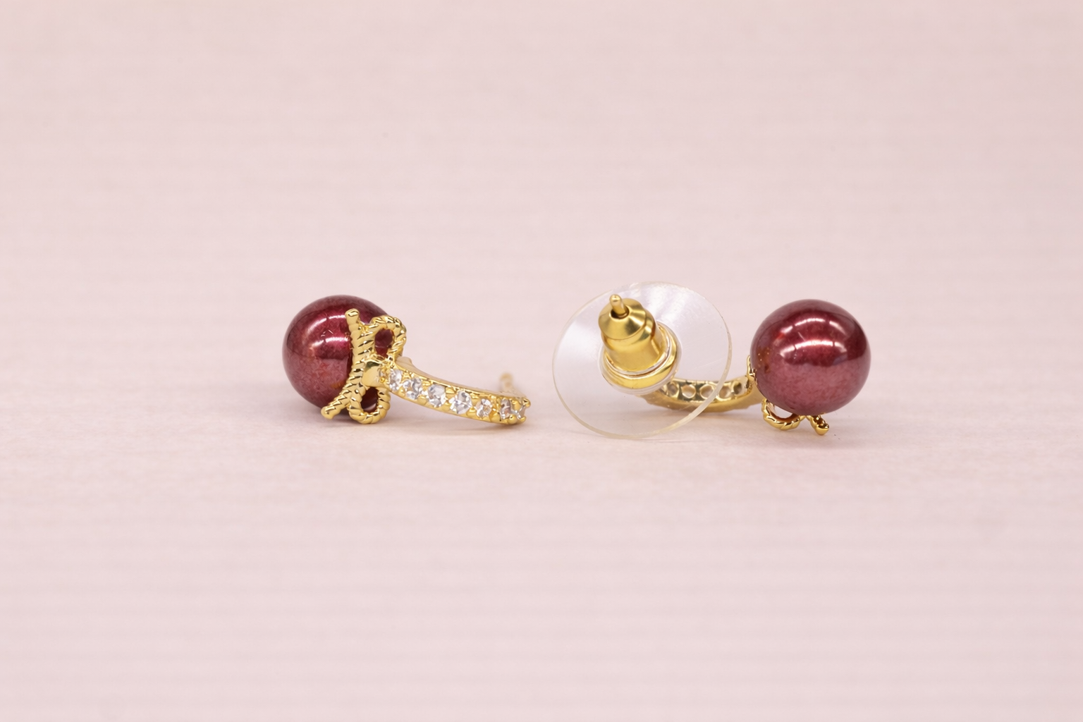 18kt Gold Polish with Red Colour Pearl Anti-Tarnish & Anti-Allergic Fancy Earring for Girls