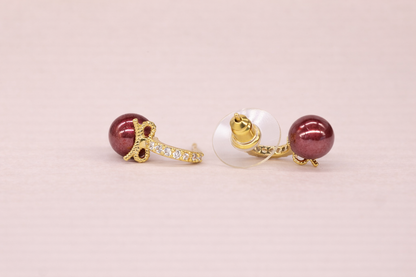 18 carat gold polish with red colour pearl anti tarnish anti allergic fancy earring for girls