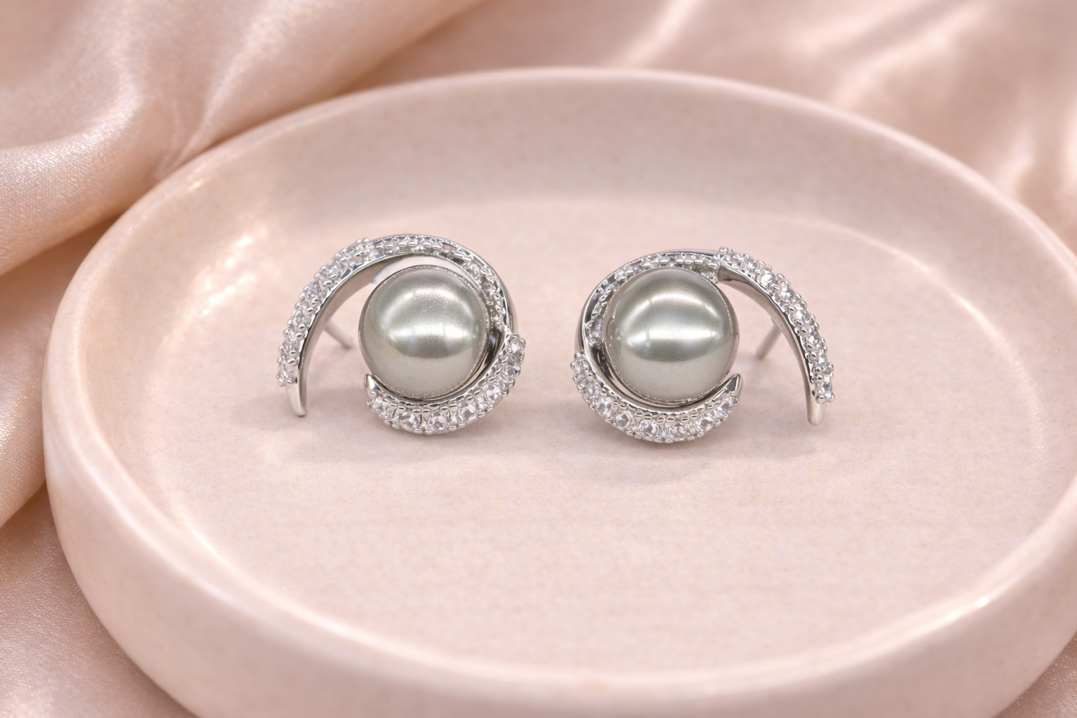 Stainless Steel Silver Polish Silver Colour Pearl Anti-Tarnish & Anti-Allergic Fancy Earring for Girls