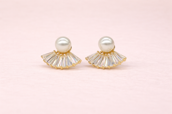 Earring with Crystal & Pearl with for Women – 18K Gold Plated
