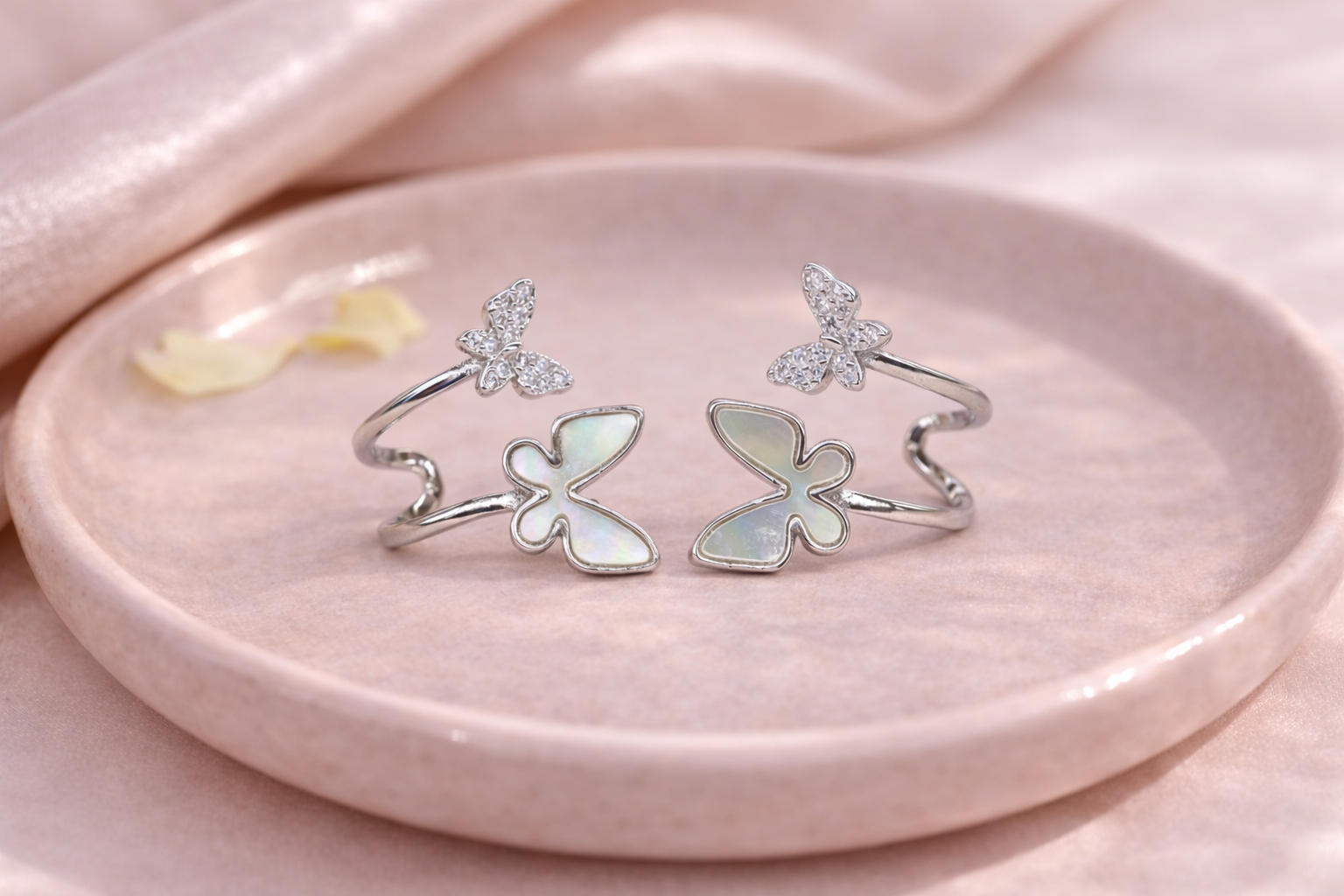 Stainless Steel Silver Polish with Diamond Butterfly Anti-Tarnish & Anti-Allergic Earring O=for Girls