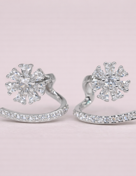 stainless steal silver polish with daimind & stone anti tarnish anti allergic earring o=for girls