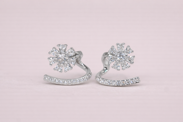 Diamond & Stone Earring O= for Women (Design 2) – Silver
