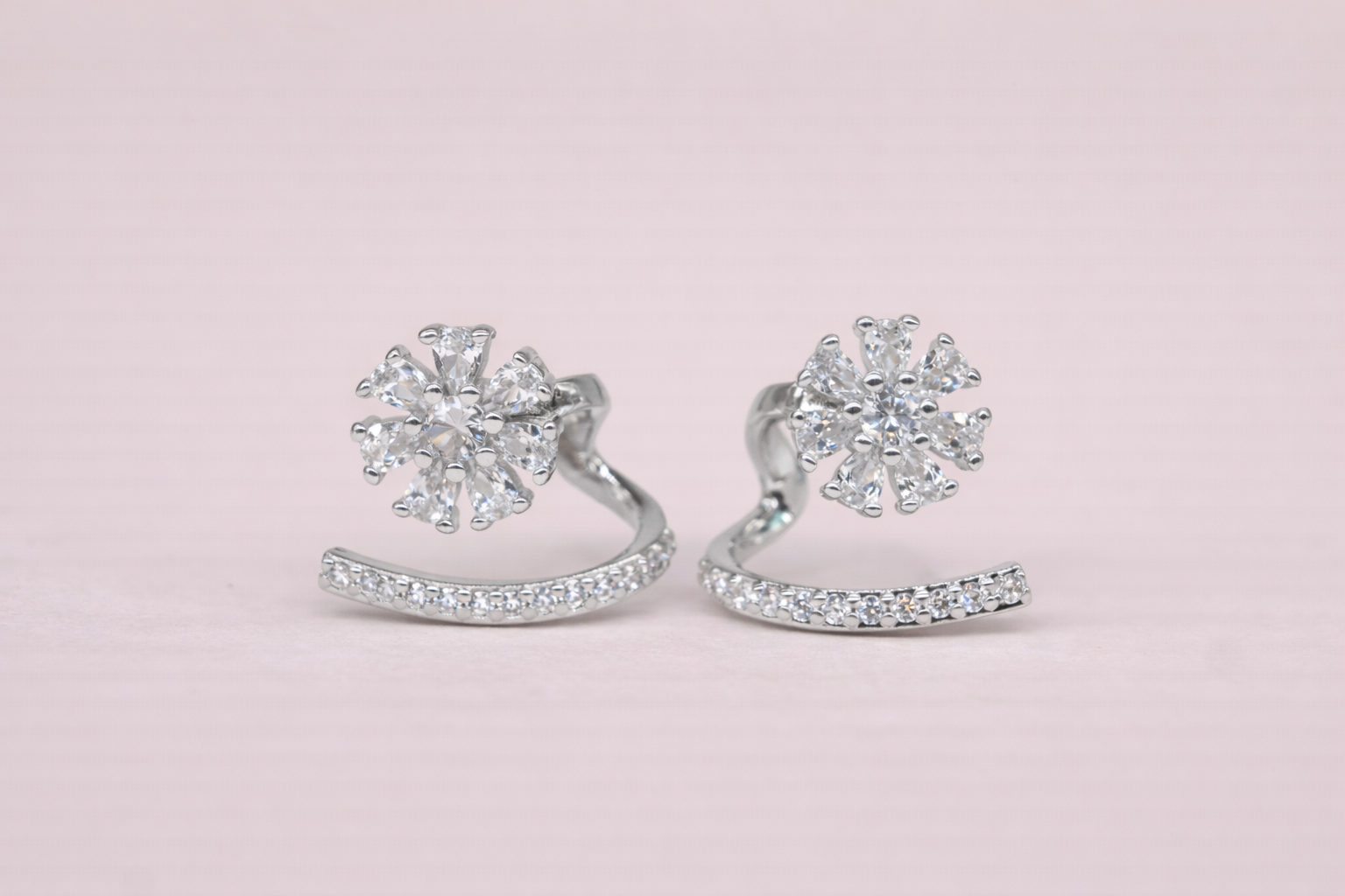 Stainless Steel Silver Polish with Diamond & Stone Anti-Tarnish & Anti-Allergic Earring O=for Girls (Design 2)