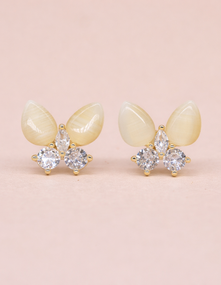 18kt gold polish with opal & crystal anti tarniish anti allergic fancy earning with butterfly for giels