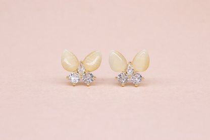 18kt gold polish with opal & crystal anti tarniish anti allergic fancy earning with butterfly for giels