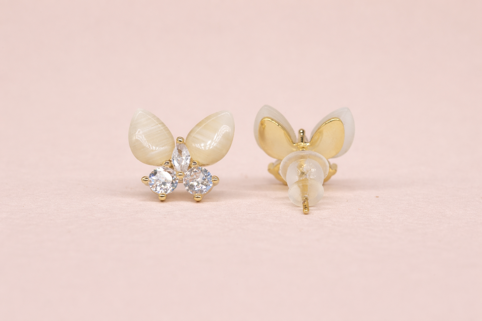 Stainless Steel Silver Polish with Diamond & Stone Anti-Tarnish & Anti-Allergic Earring O=for Girls (Design 1)