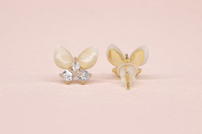 18kt gold polish with opal & crystal anti tarniish anti allergic fancy earning with butterfly for giels