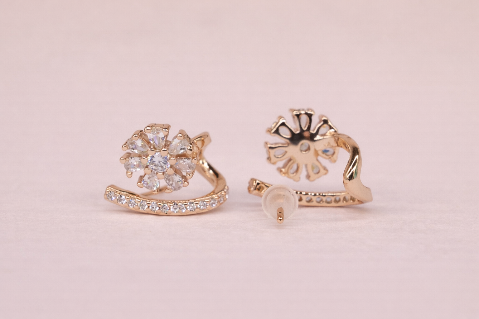 18kt Rose Gold Polish with Diamond & Stone Anti-Tarnish & Anti-Allergic Fancy Earring