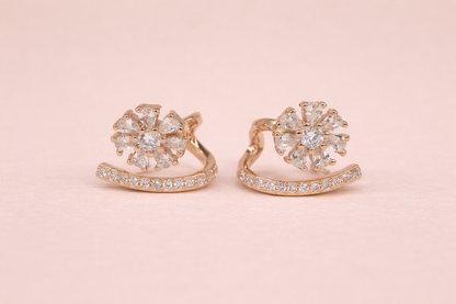 18kt rose gold polish with diamond & stone anti tarnish anti allergic fancy earring
