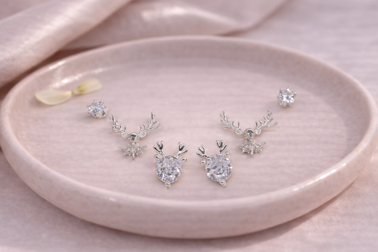 Stainless Steel Silver Polish Earring Set with Zircon Stone Anti-Tarnish & Anti-Allergic for Girls (Design 10)