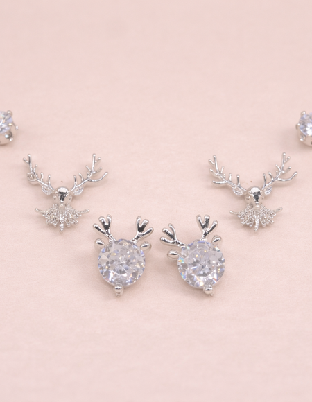 stainless steel silver polish earring set with zircon stone anti tranish anti allergic for girls