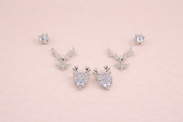 Earring Set with Zircon Stone for Women (Design 10) – Silver