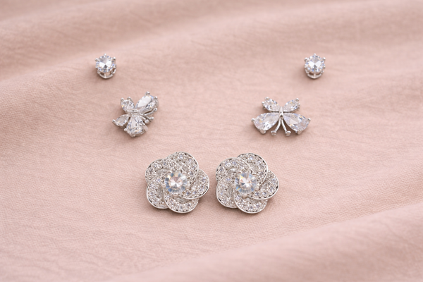 Earring Set with Zircon Stone for Women (Design 5) – Silver