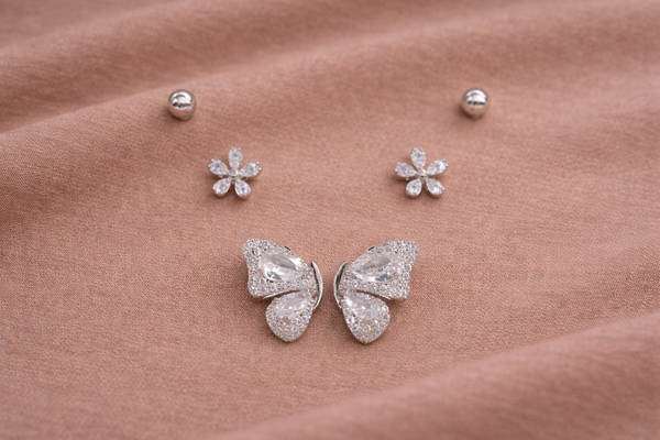Earring Set with Zircon Stone for Women (Design 4) – Silver