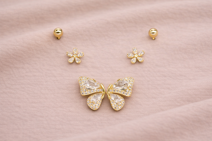 18kt gold polish earring set with diamond & pearl anti tranish anti allergic for girls