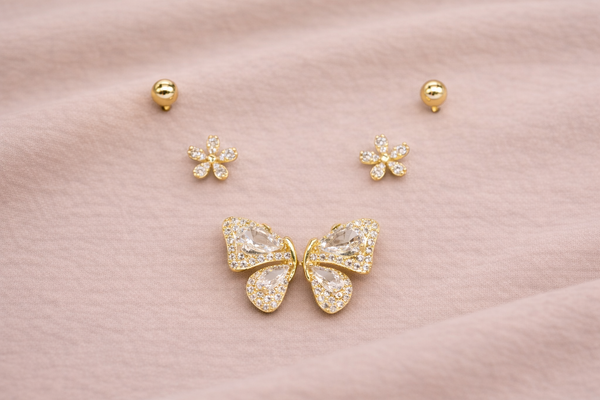 Earring Set with Diamond & Pearl for Women (Design 4) – 18K Gold Plated