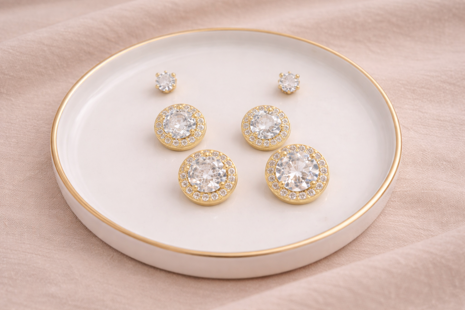 18kt Gold Polish Earring Set with Diamond & Pearl Anti-Tarnish & Anti-Allergic for Girls (Design 3)