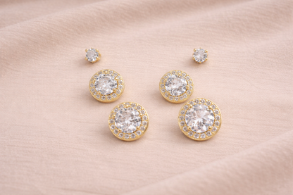 18kt gold polish earring set with diamond & pearl anti tranish anti allergic for girls