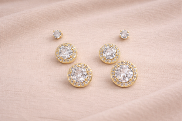 Earring Set with Diamond & Pearl for Women (Design 3) – 18K Gold Plated
