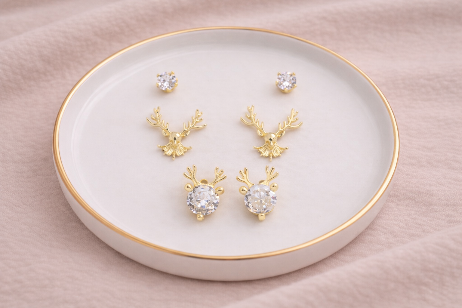18kt Gold Polish Earring Set with Diamond & Pearl Anti-Tarnish & Anti-Allergic for Girls (Design 2)