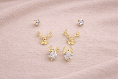18kt gold polish earring set with diamond & pearl anti tranish anti allergic for girls