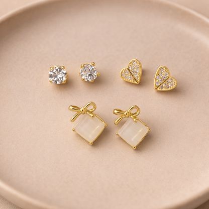 18kt gold polish earring set with diamond & pearl anti tranish anti allergic for girls