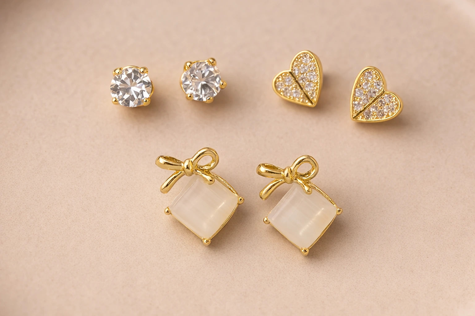 18kt Gold Polish Earring Set with Diamond & Pearl Anti-Tarnish & Anti-Allergic for Girls (Design 1)