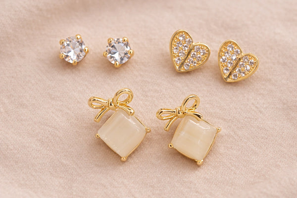 Earring Set with Diamond & Pearl for Women (Design 1) – 18K Gold Plated