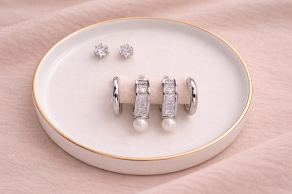 Earring Set with Zircon Stone for Women (Design 2) – Silver