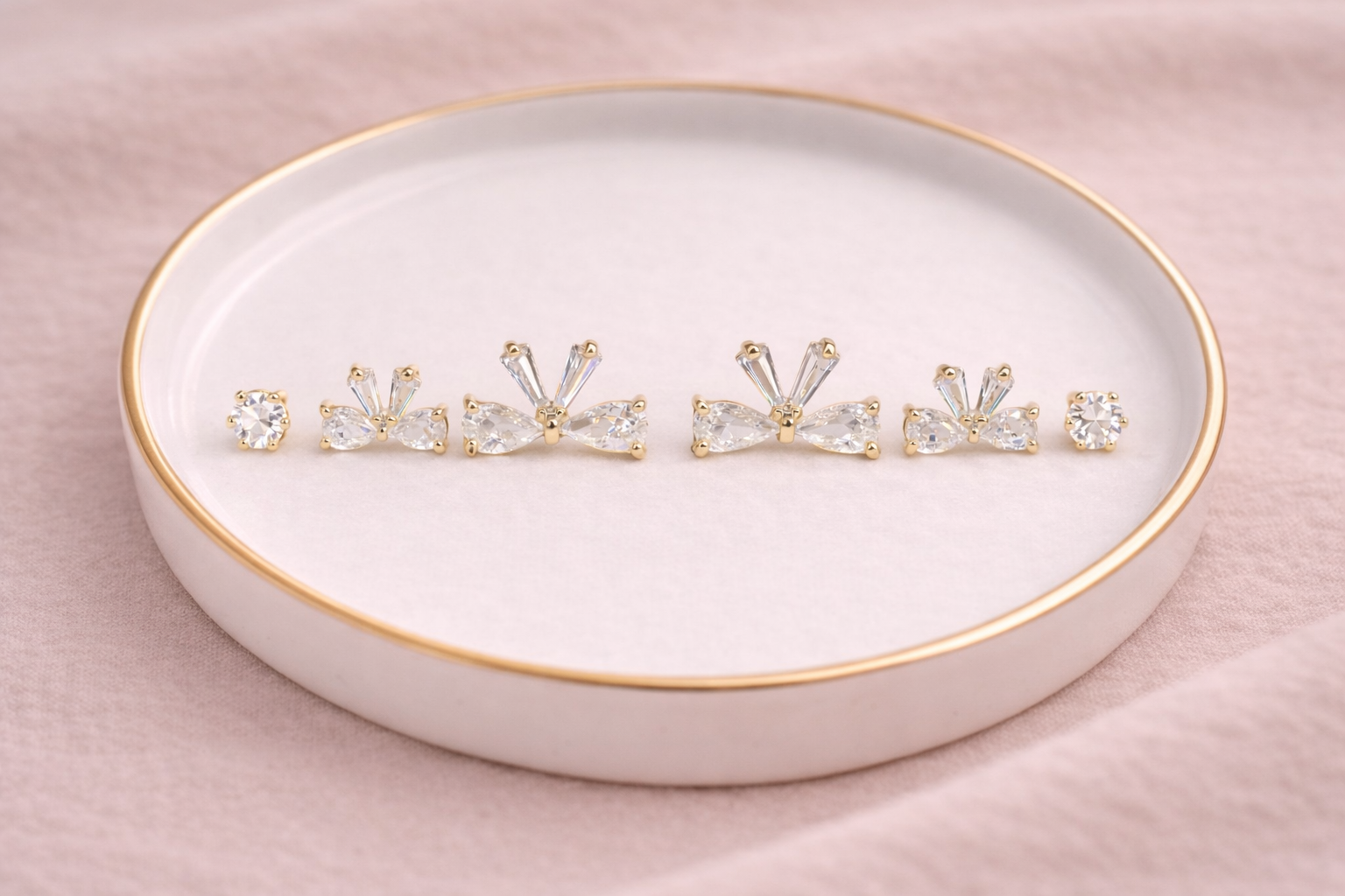 18kt Gold Polish Earring Set with Crystal Stone Anti-Tarnish & Anti-Allergic for Girls (Design 3)