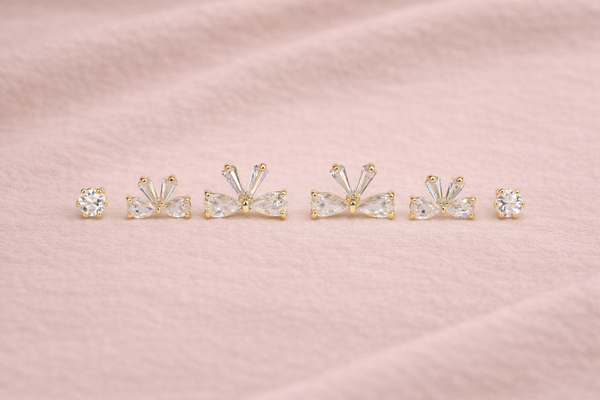 Earring Set with Crystal Stone for Women (Design 3) – 18K Gold Plated