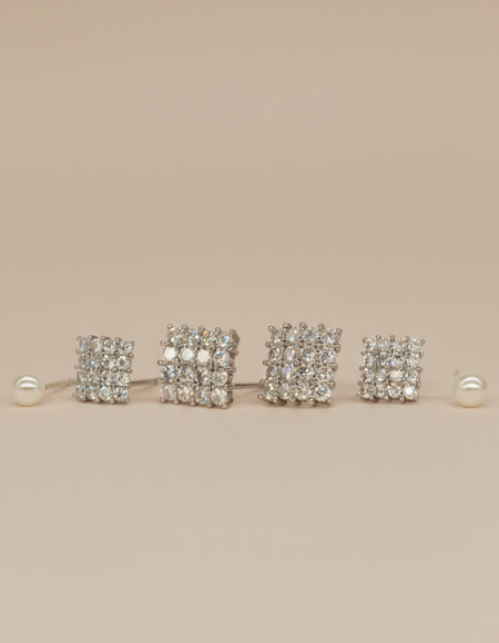 stainless steel silver polish earring set wih diamond anti tranish anti allergic for girls