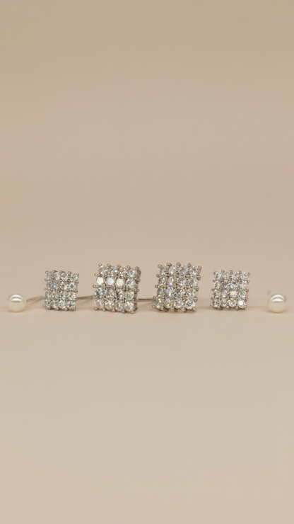 stainless steel silver polish earring set wih diamond anti tranish anti allergic for girls