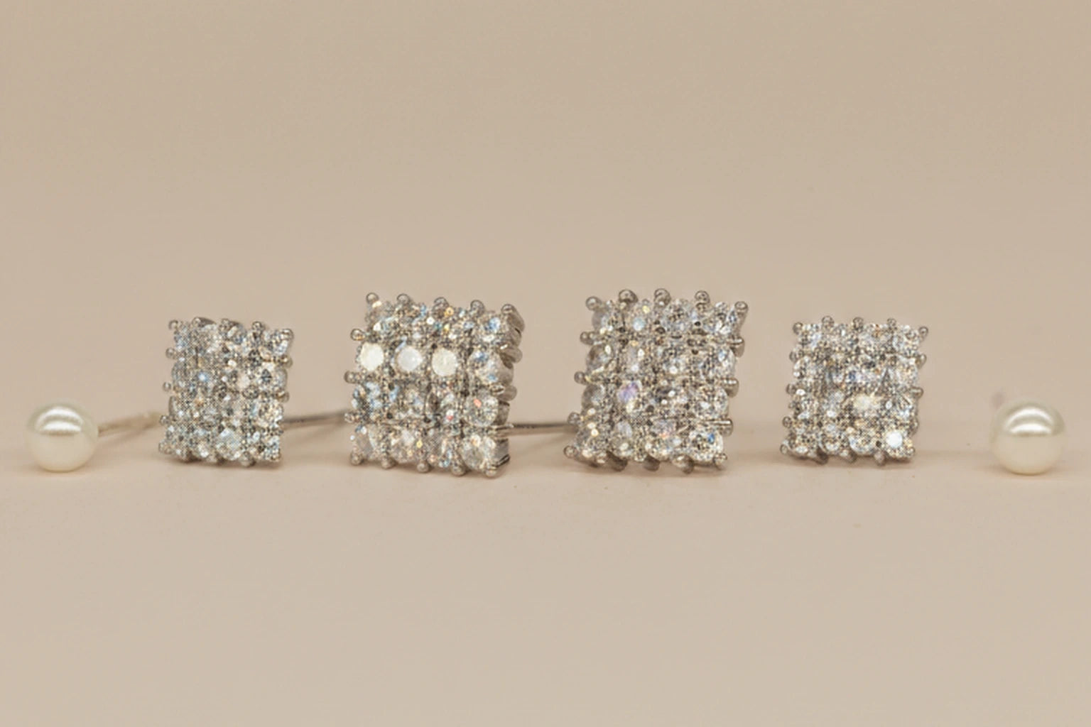 Stainless Steel Silver Polish Earring Set with Diamond Anti-Tarnish & Anti-Allergic for Girls