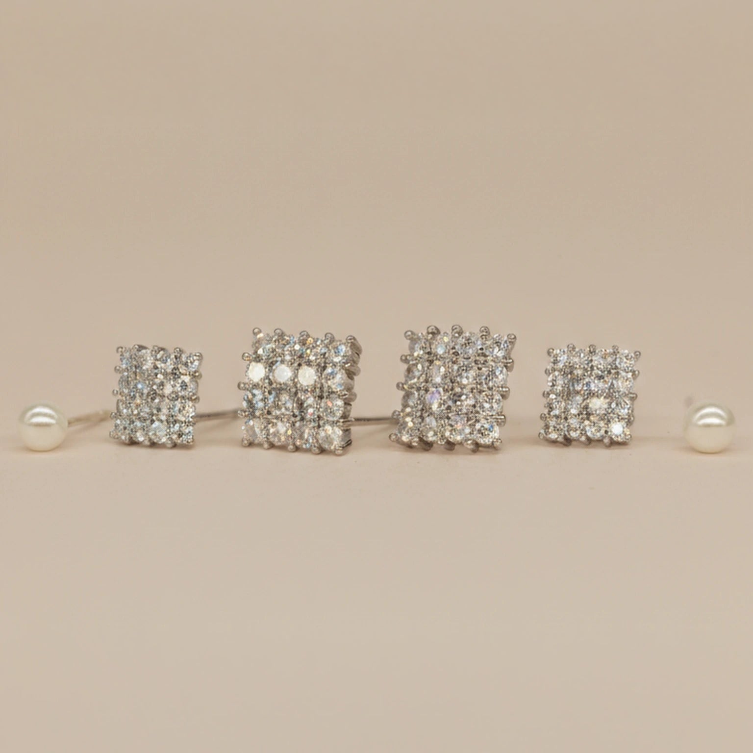 Stainless Steel Silver Polish Earring Set with Diamond Anti-Tarnish & Anti-Allergic for Girls
