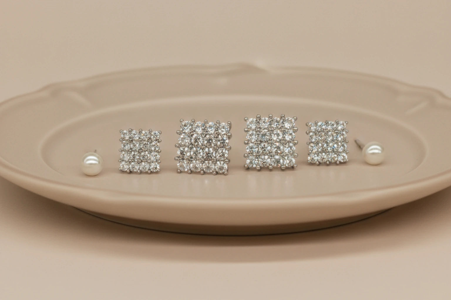 Stainless Steel Silver Polish Earring Set with Diamond Anti-Tarnish & Anti-Allergic for Girls