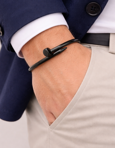stainless steel anti trashin bracelet for men stylish black polish for boys anti allergic
