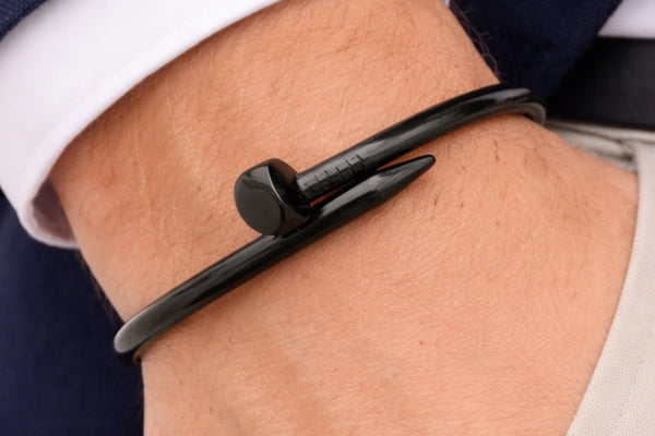 Stainless Steel Bracelet Stylish Black Polish for Men