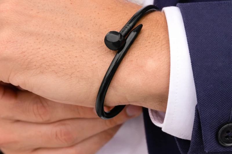 Stainless Steel Anti-Tarnish Bracelet for Men Stylish Black Polish for Boys Anti-Allergic