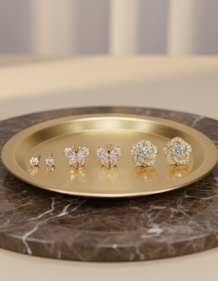 18KT gold polish earring set with crystal stone anti tranish anti allergic for girls