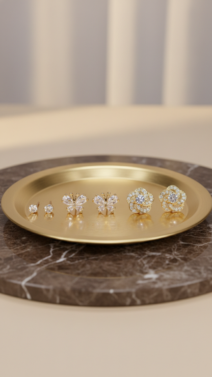 18KT gold polish earring set with crystal stone anti tranish anti allergic for girls