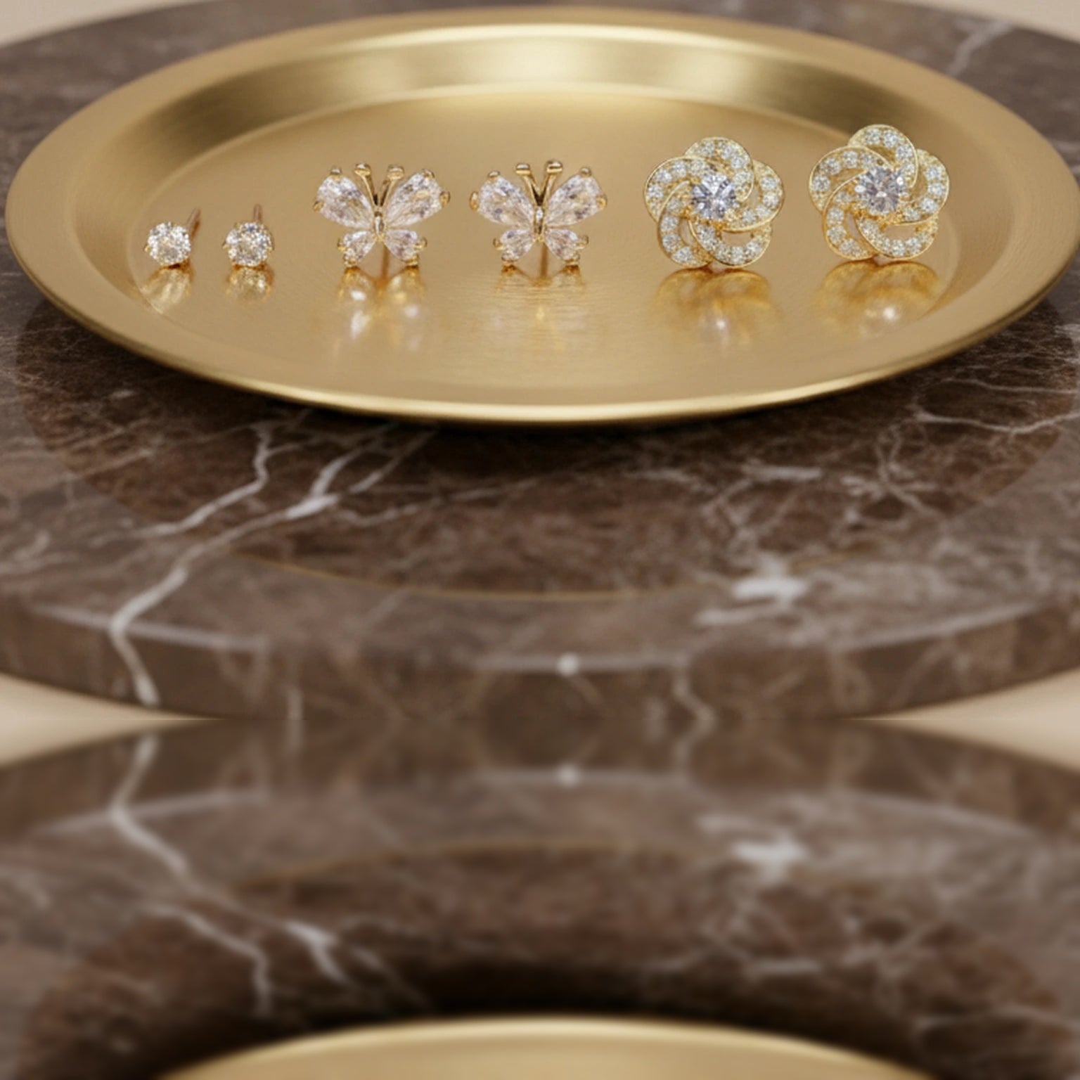 18kt Gold Polish Earring Set with Crystal Stone Anti-Tarnish & Anti-Allergic for Girls (Design 2)