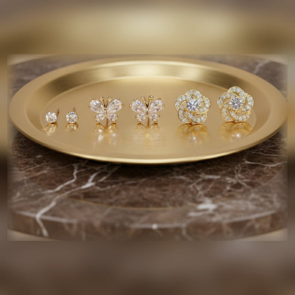 Earring Set with Crystal Stone for Women (Design 2) – 18K Gold Plated